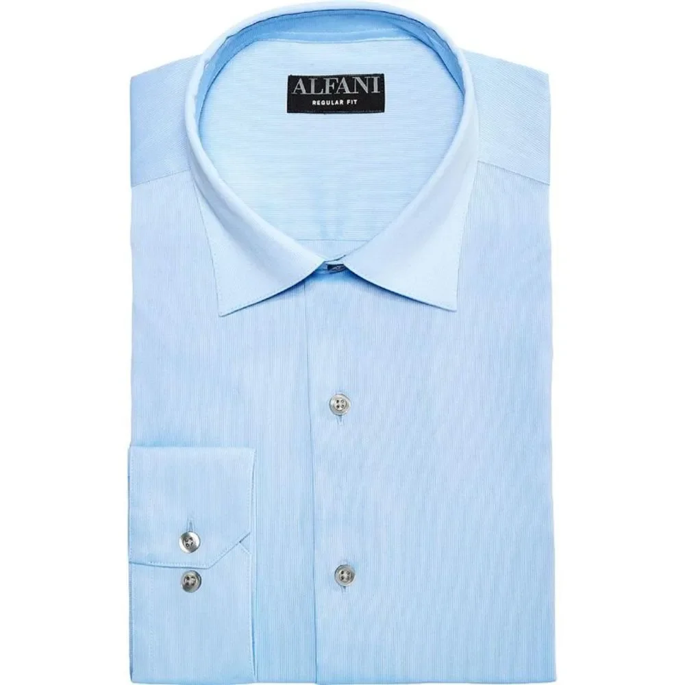 Alfani Mens Blue Regular Fit Office Wear Button-Down Shirt 15-15.5 32/33 NWT